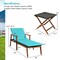 Acacia Wood Patio Chaise Lounge with Side Table 5 Position Turquoise
